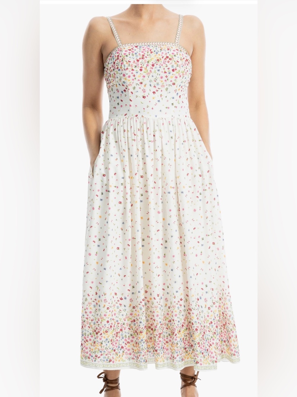 Max Studio Cream Floral Maxi Dress with Adjustable Straps 🌺 🌼 👗